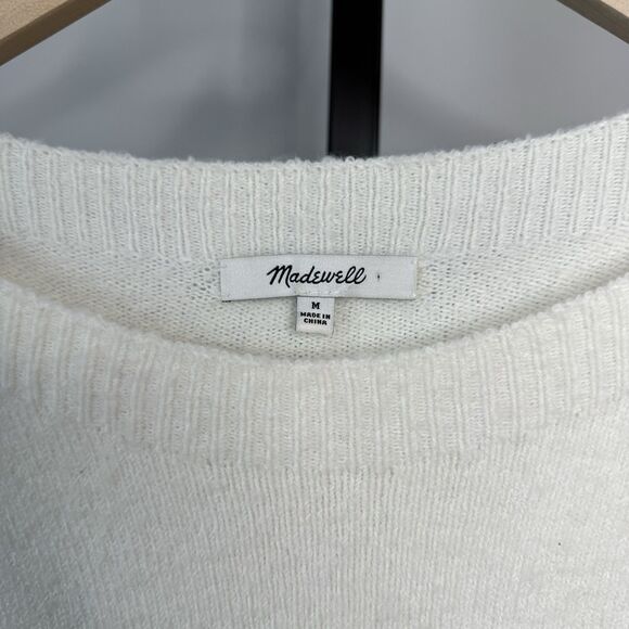 Madewell Tier Sleeve Ivory Wool Pullover Sweater in Cozy Yarn Size Medium - Picture 6 of 7
